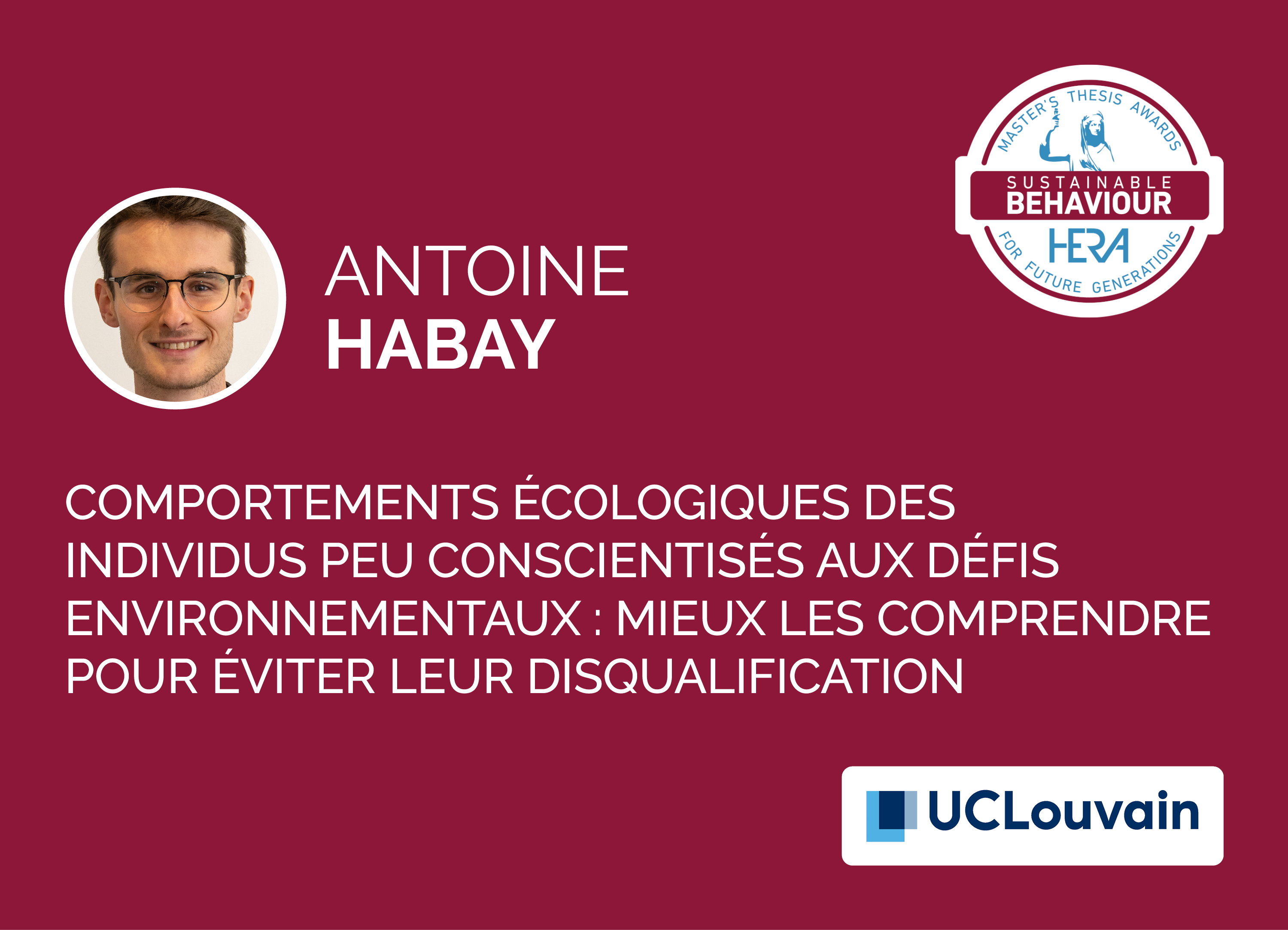 Antoine Habay, Nominé du HERA Award Sustainable Behaviour 2025