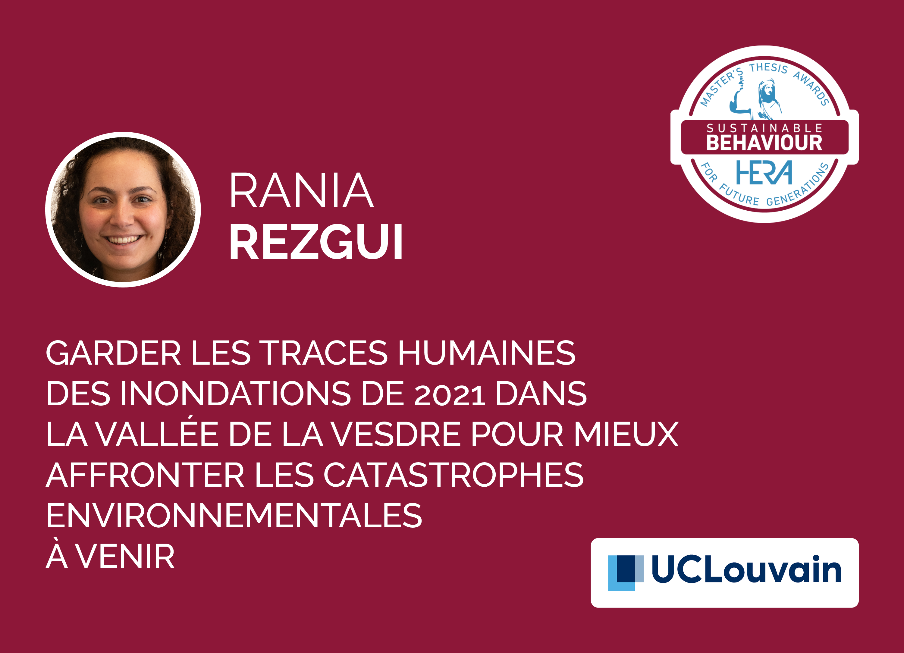 Rania Rezgui, Nominée 2025 du HERA Award Sustainable Behaviour