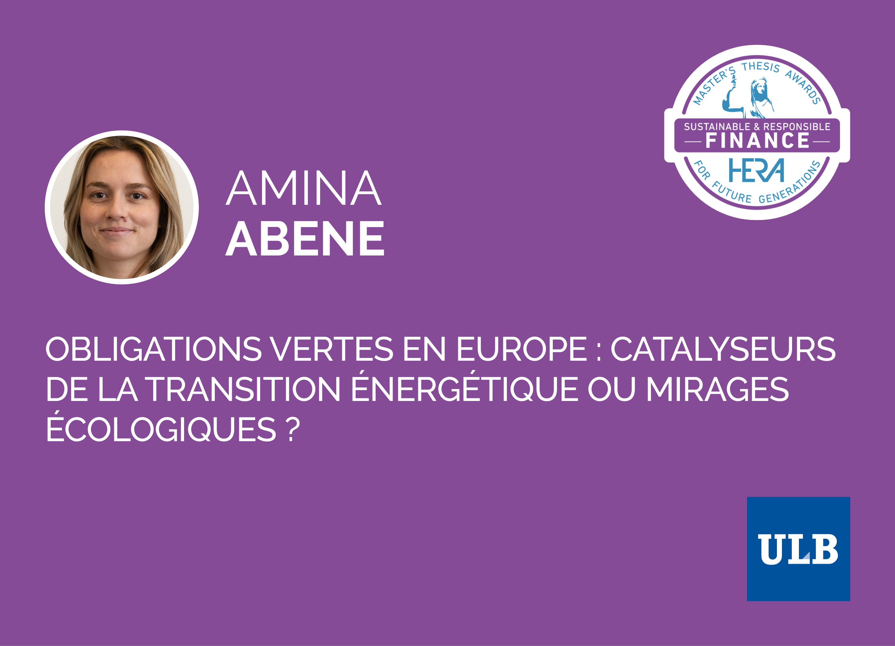 Amina Abene, Lauréate 2025 du HERA Award Sustainable & Responsible Finance 