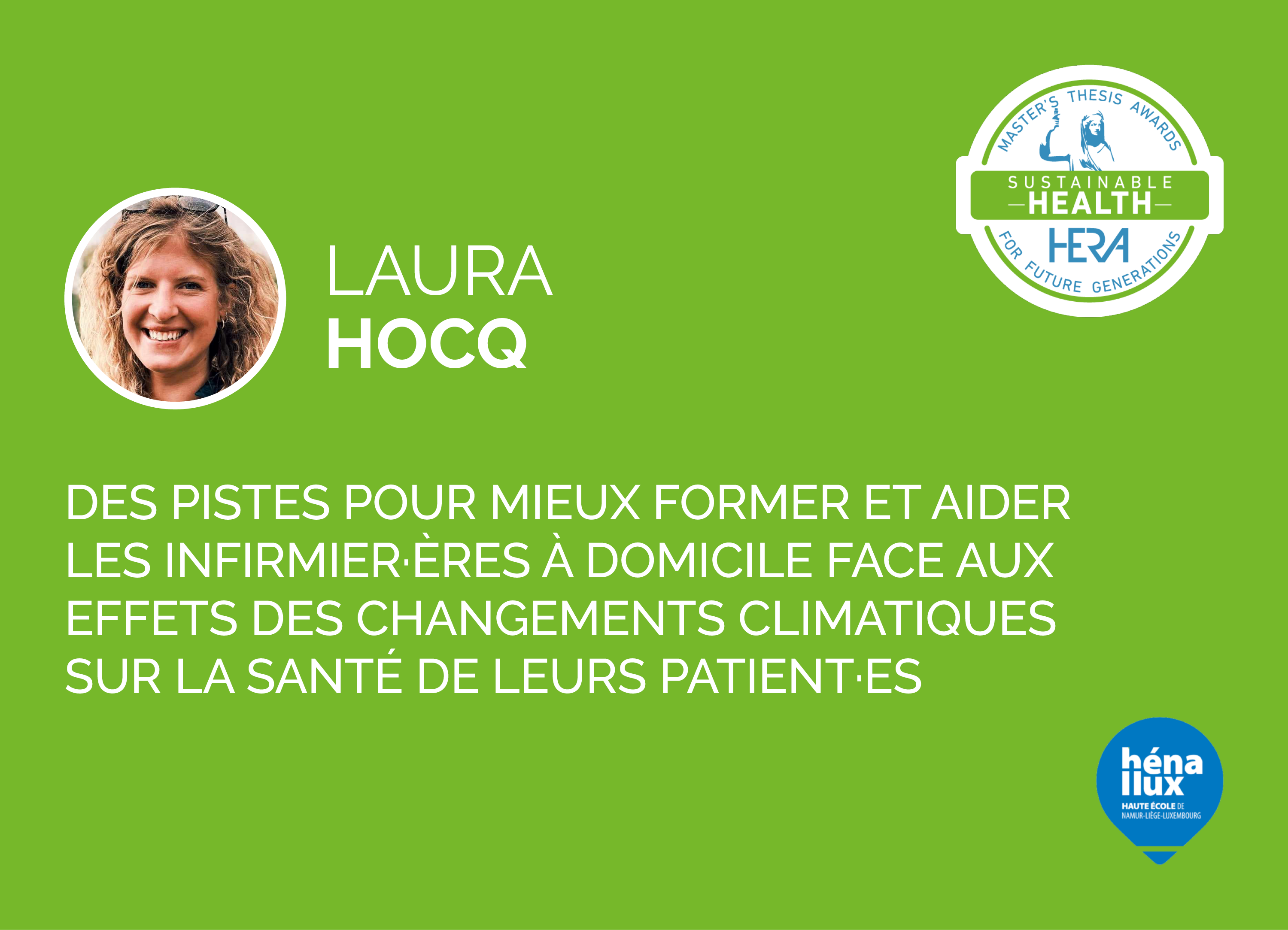 Laura Hocq, Lauréate 2025 du HERA Award Sustainable Health 