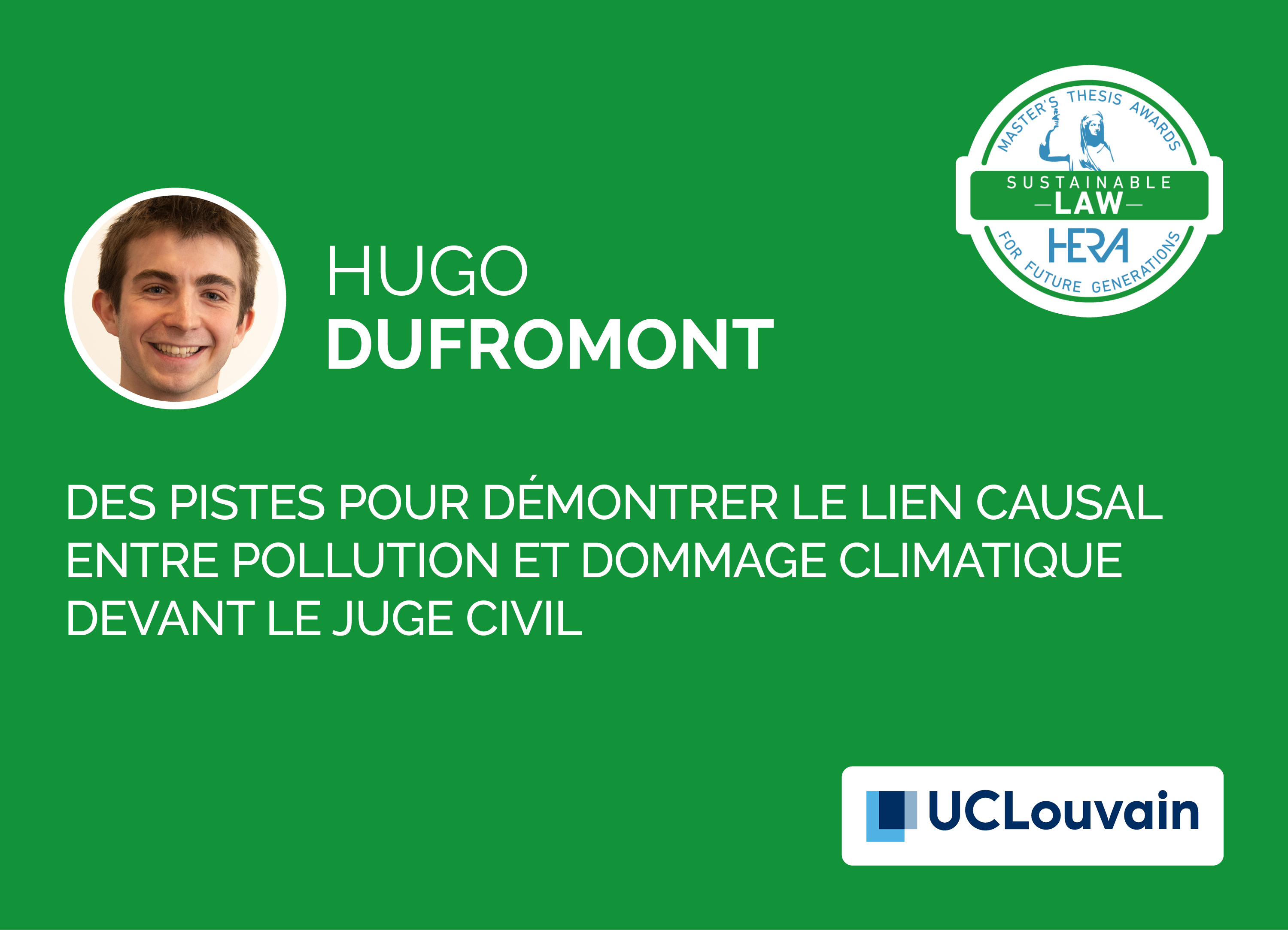 Hugo Dufromont, Nominé 2025 HERA Award Sustainable Law